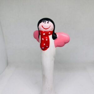 🎄👼 White Angel with Pink Wings – Ceramic Christmas Decoration -   PS002