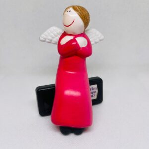 🎄👼 Seated Red Angel – Ceramic Christmas Decoration - PS005