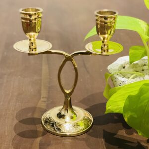 🕯️  Brass two Candle Holder "ඉටිපන්දම් රදවනය"
