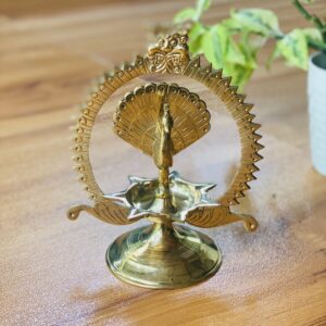🦚 Brass Lamp –  Peacock 'පිත්තල මොනර පහන'