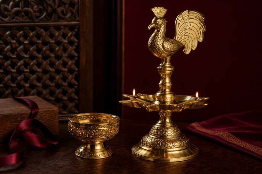 Prestige Sri Lankan brass kukula pahana and punkalasa for VIP and institutional gifting